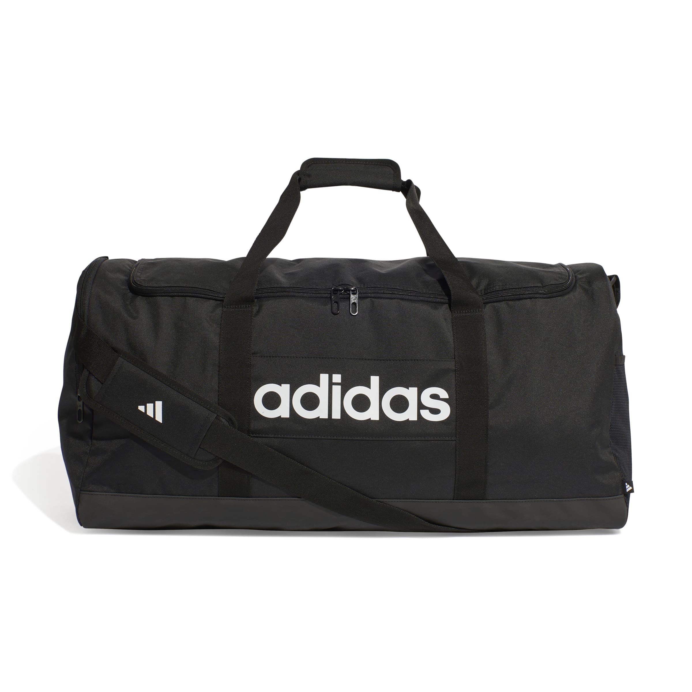 adidas Unisex Essentials Linear Duffel Bag Duffel Bag, Black/Black/White, L