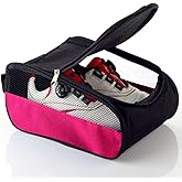 Getfitsoo Golf Shoe Bag, Pink Golf Shoes Bags Women Outdoor Zippered Carrier Bags with Ventilation Sport Shoes Bag Travel Shoe Bags (Pink)