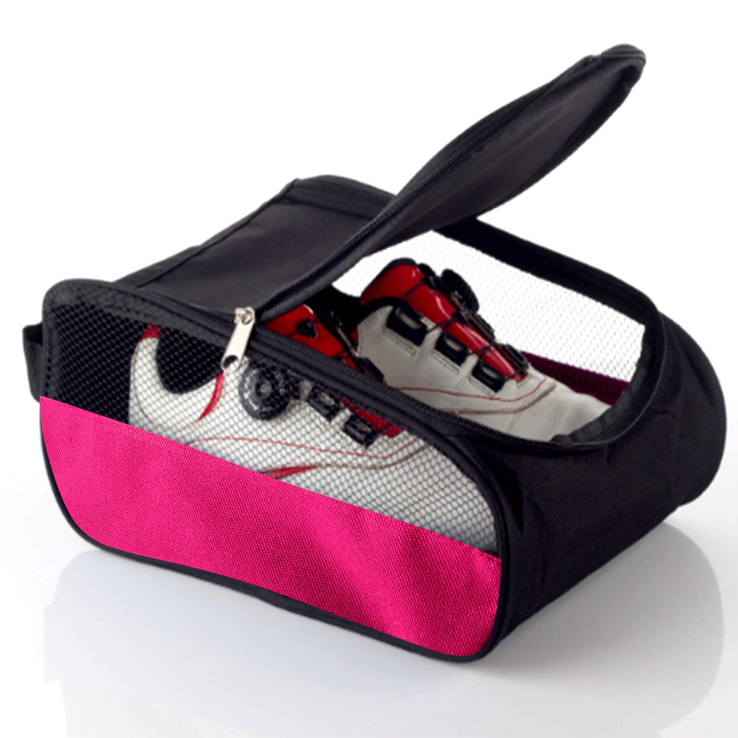 Getfitsoo Golf Shoe Bag, Pink Golf Shoes Bags Women Outdoor Zippered Carrier Bags with Ventilation Sport Shoes Bag Travel Shoe Bags (Pink),13.38-inch x 9-inch x 5.51-inch