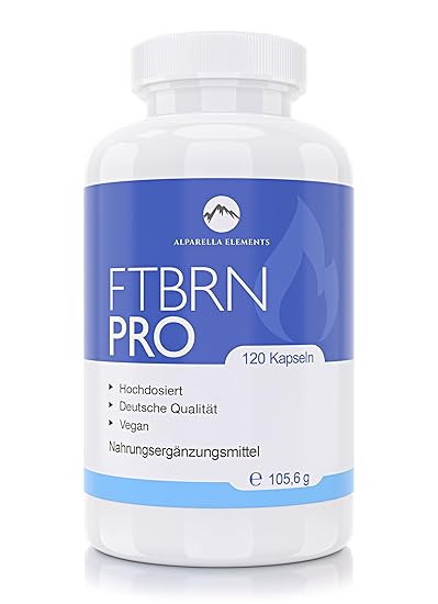 FTBRN PRO von Alparella Elements - 120 Kapseln - VEGAN und hochdosiert - rein pflanzliche Nahrungsergänzung mit Grüner Kaffee