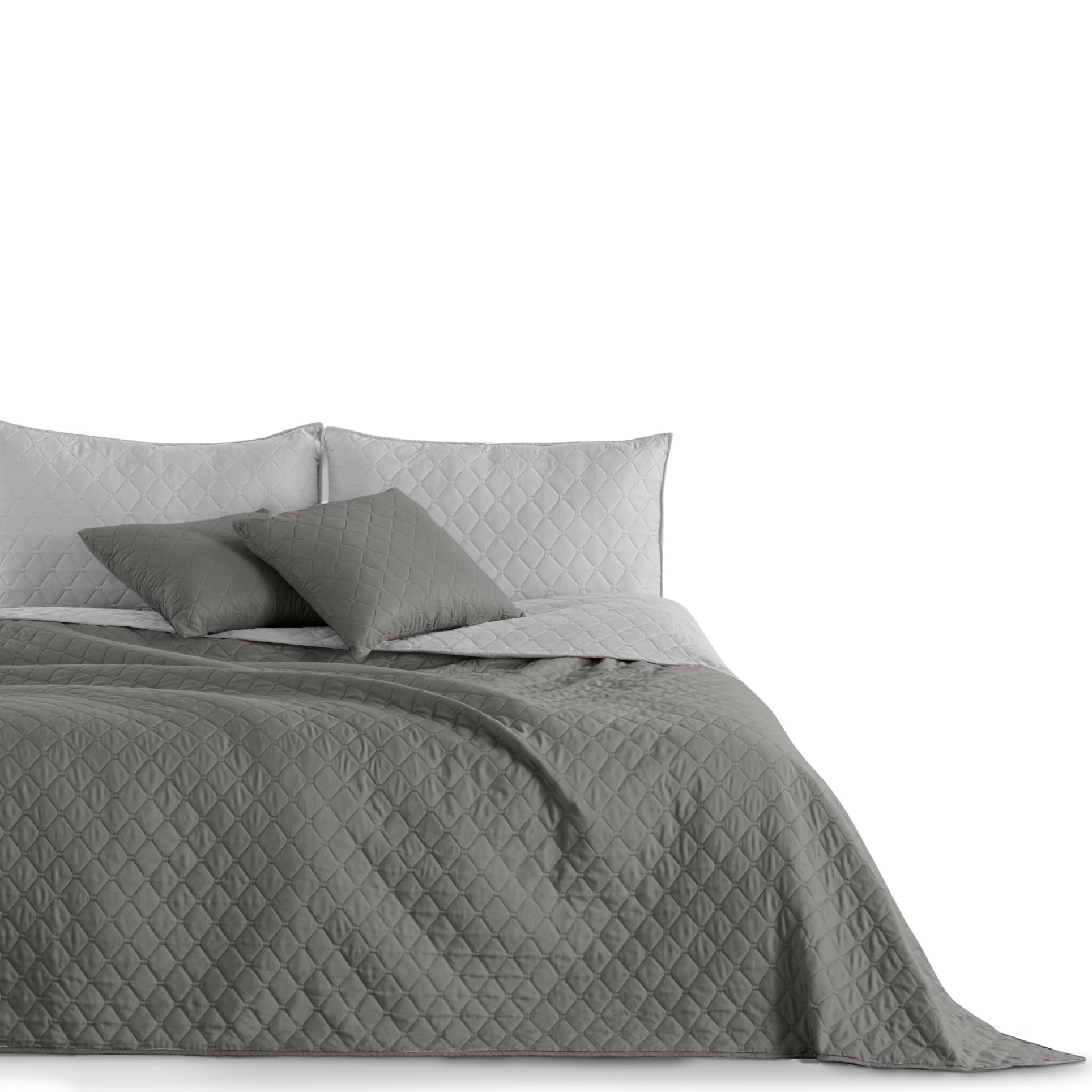 DecoKing 29732 Bedspread Double Sided Polyester, Polyester, graphit silber, 220 x 240 cm
