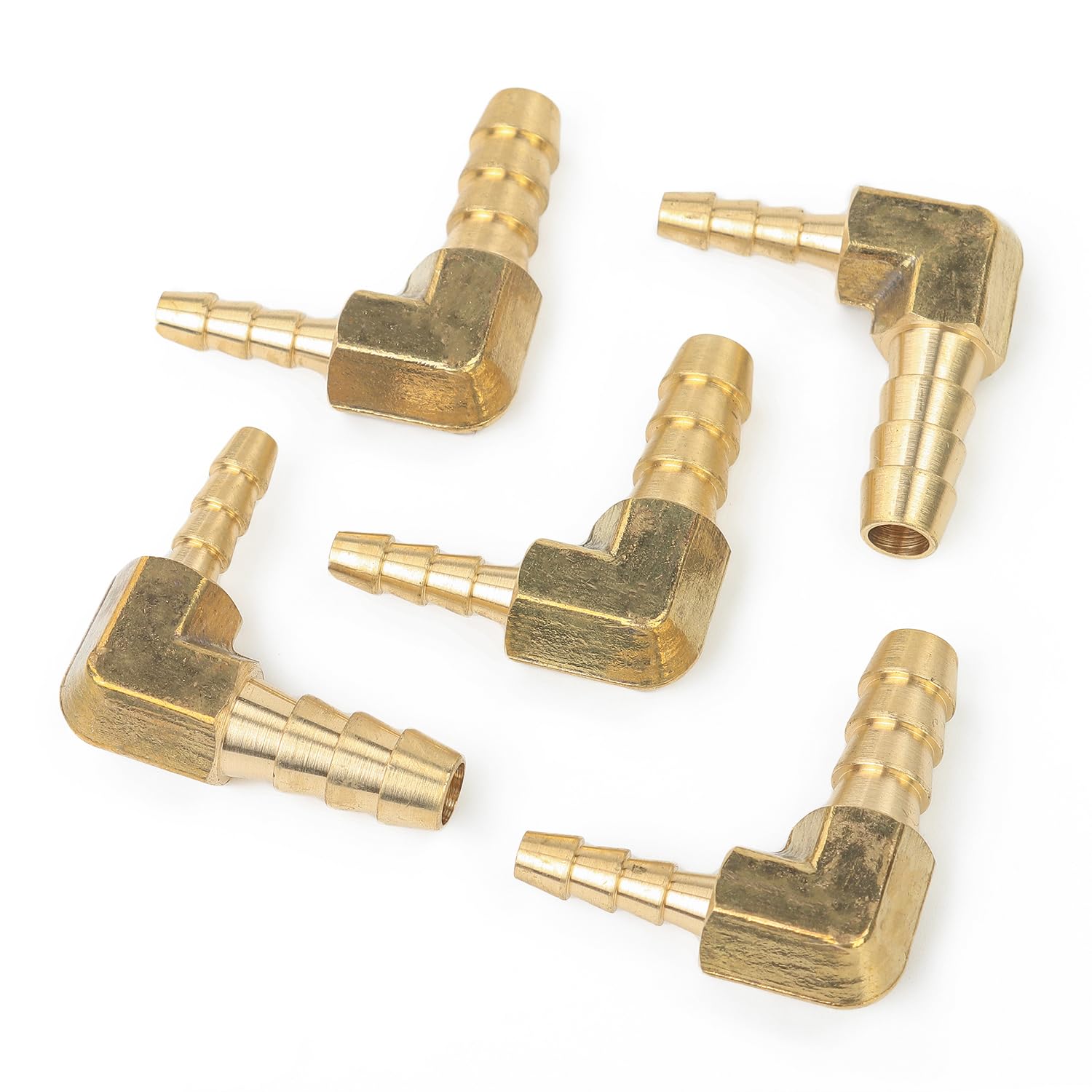 LTWFITTING 90 Deg Reducing Elbow Brass Barb Fitting 1/4-Inch x1/8-Inch(3mm) Hose ID Air/Water/Fuel/Oil/Inert Gases (Pack of 5)