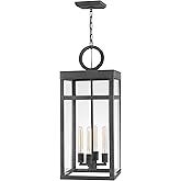 Hinkley Porter Large Single Tier Hanging Lantern, Aged Zinc, 120V, Add Security to Porches, Patios and Exterior Spaces with U