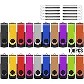 8GB 2.0 USB Flash Drive 100 Pack Thumb Drives Bulk with Lanyards | EASTBULL Colorful Multipack Pen Drive Swivel Design(8GB 100-Pack)