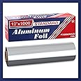 Pokanic Aluminum Foil Wrap Roll 12 in x 1000 Feet Long Industrial Size and Strength | Commercial Grade & Length Foil Wrap for Food Service Industry and Home Use Strong Silver (12 in x 1000 ft, 1 Pack)