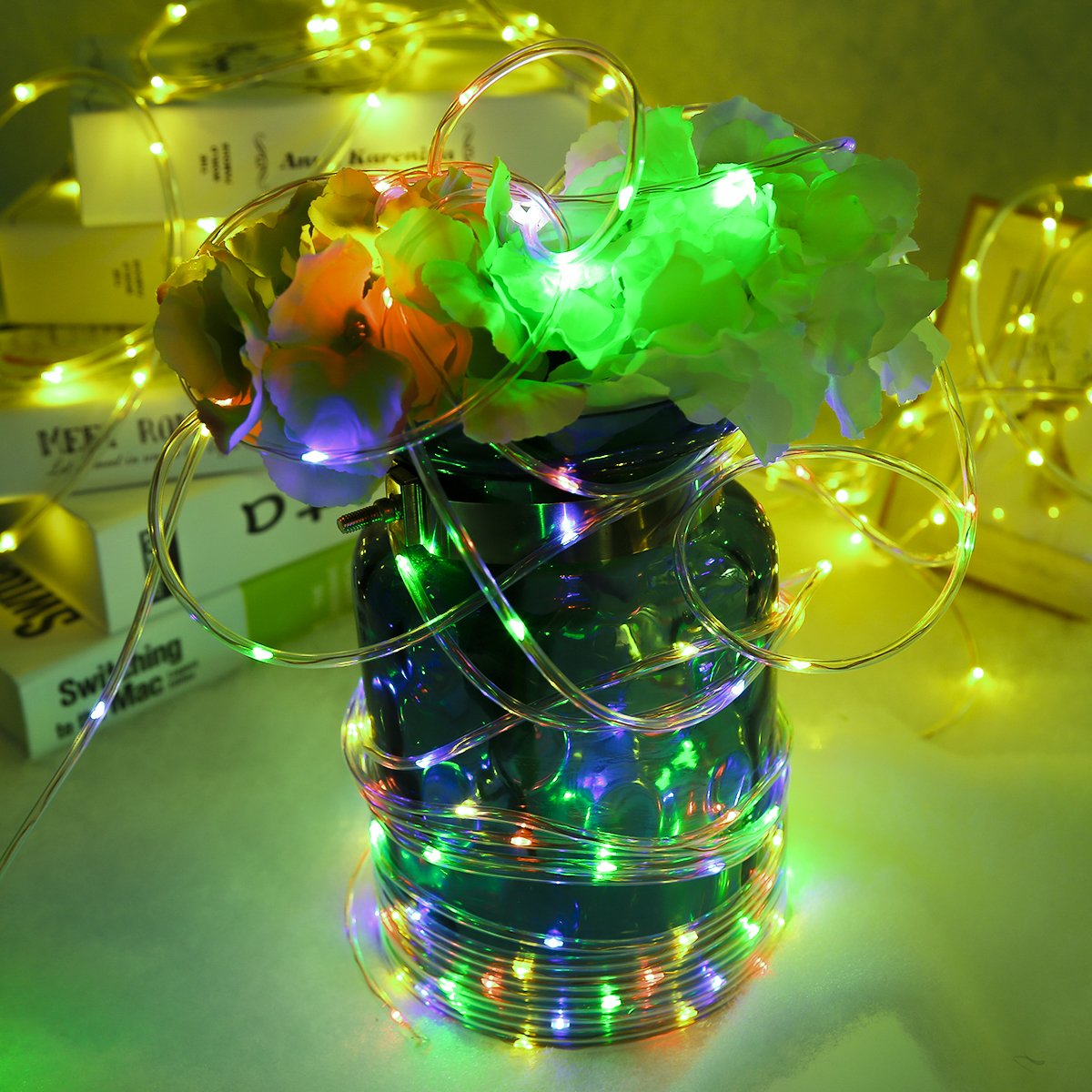 TryLight LED String Lights 8 Modes Remote Control Rope Lights 120 Leds Waterproof Starry Fairy Lights Battery Powered Indoor Outdoor 46ft Lights for Patio, Garden, Balcony and Festival (Multicolor)