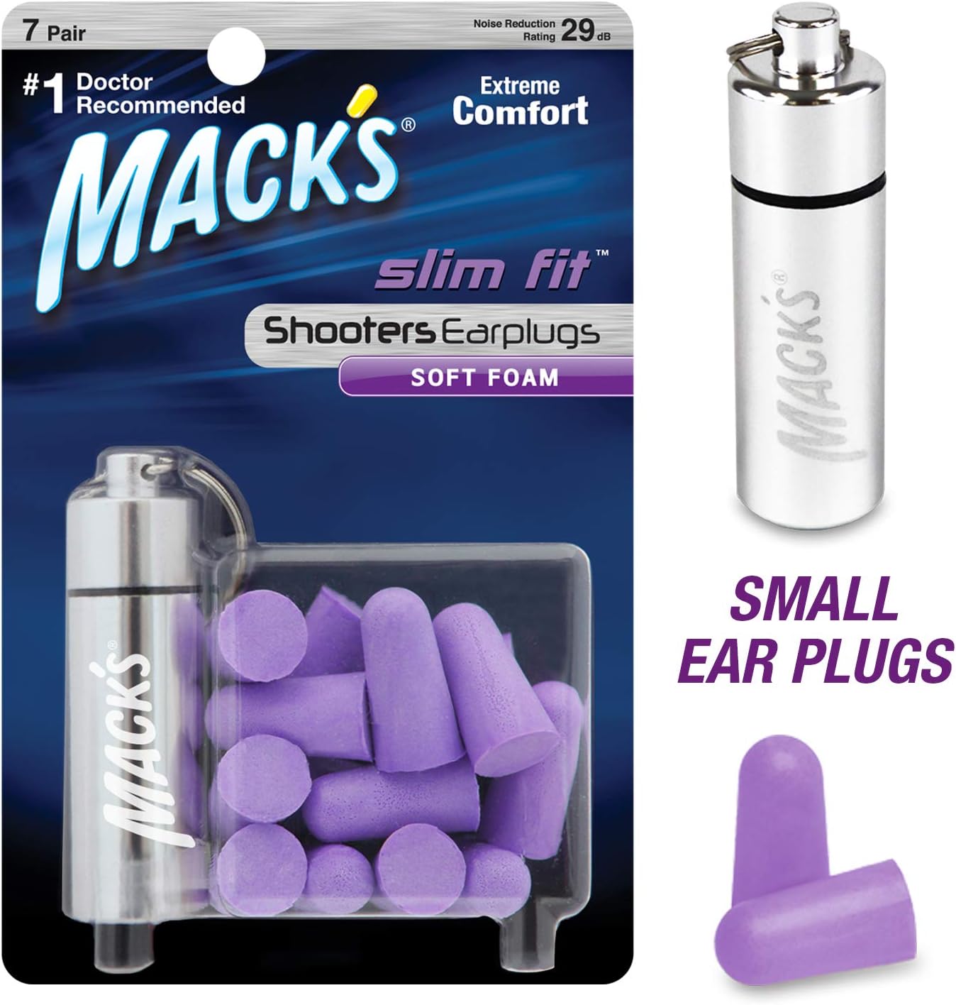 Mack’s Slim Fit Soft Foam Shooting Earplugs, 7 Pair with Travel Case – Small Ear Plugs for Hunting, Tactical, Target, Skeet and Trap Shooting : Hunting Safety Glasses : Sports & Outdoors