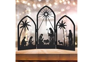 OULYDEKO Nativity Scene for Christmas, Metal Nativity Decoration,Nativity Silhouette,Black Silhouette Nativity Scene for Yard Stake,Christmas Indoor Decor(15 * 11.8 in)