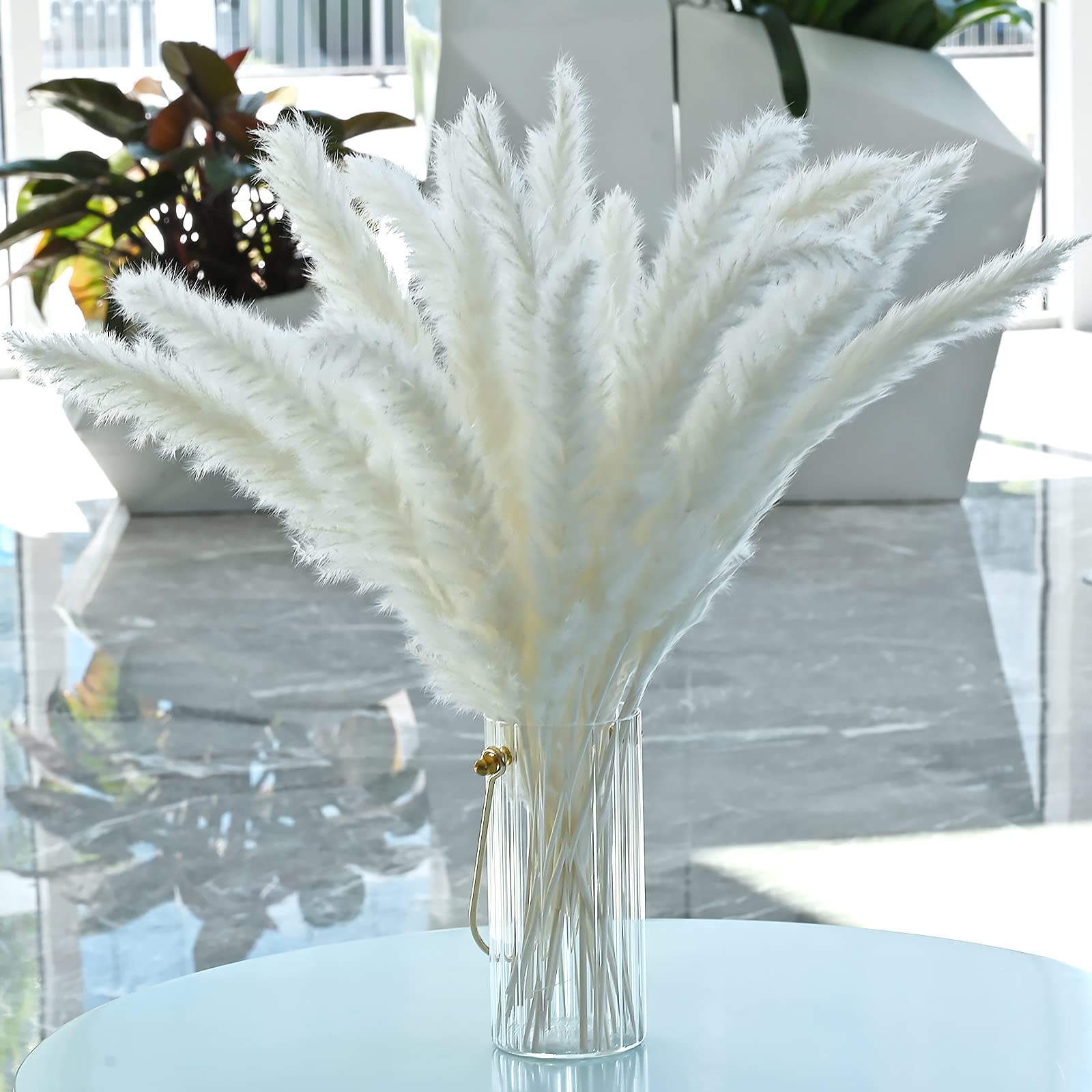 30 Pcs Pampas Grass - 40cm White Small Dried Artificial for Flower Arrangements & Home Decor