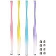 Slim Waist Stylus Pens for Touch Screens, Stylus for iPhone, iPad, Kindle Fire Including 8 Extra Replacement Fiber Tips (Colorful Pink, Purple, Blue, Yellow)