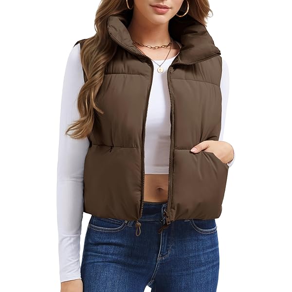 JZC Womens Puffer Vest Fashion Lightweight Jacket Winter Zip Up