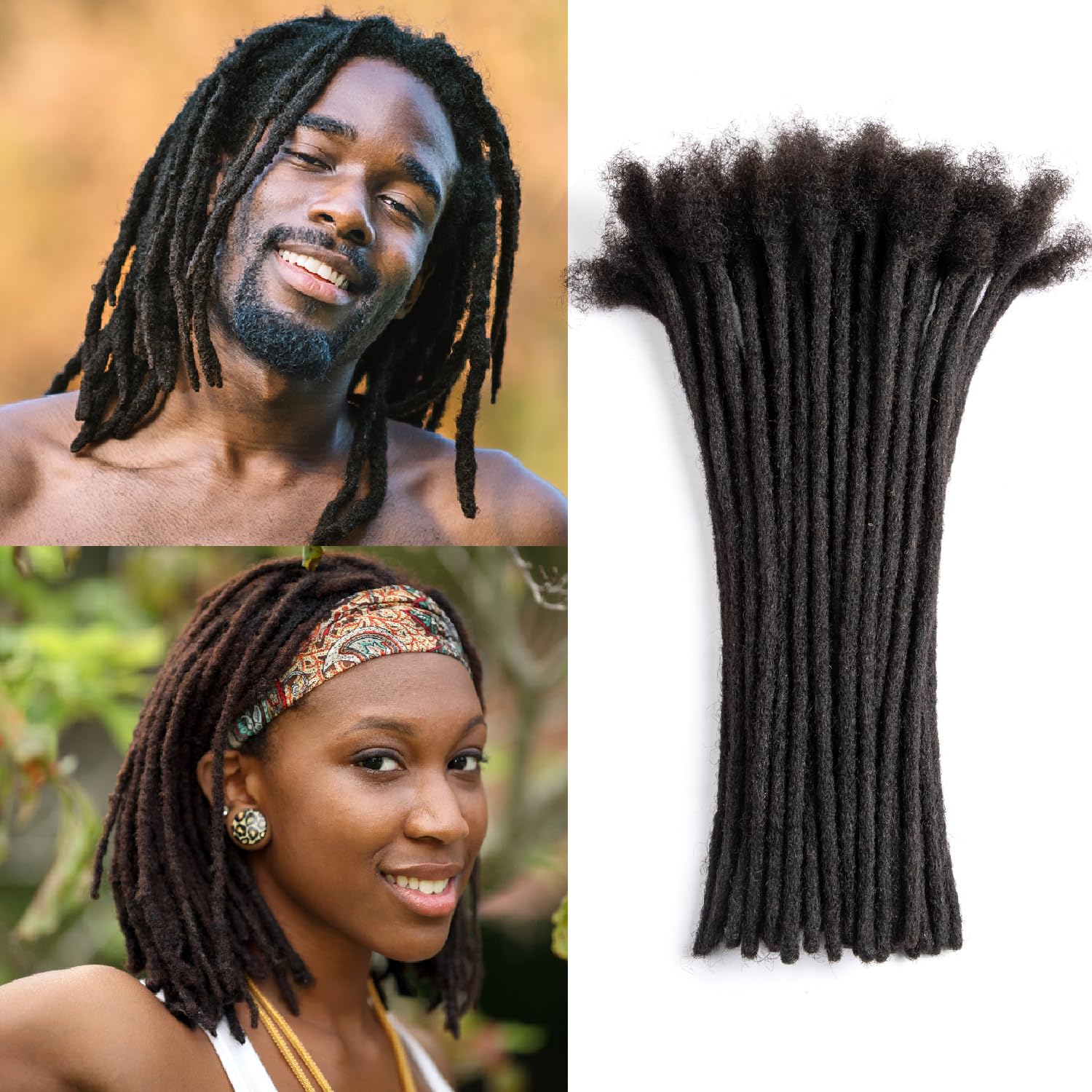 Originea Human Hair Dreadlock Extensions 100% Real Human Hair 10 Inch 60 Strands 0.6cm Fashion Crochet Braiding Hair For Men/Women Black Color