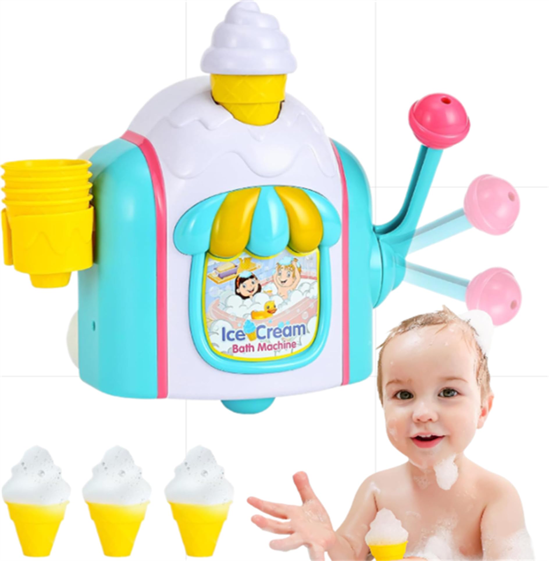 Photo 1 of Bath Bubble Machine,Bath Toys for Toddlers,Ice Creams Maker Bubble Machine Bath Toys Bubble Pretend Cake Play Set Water Bathtub Toys,Toy for 3 4 5 6 7 8 Years Old Boys Girls Christmas Birthday Gifts