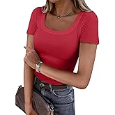 ANRABESS Women Short Sleeve Tops Scoop Neck Ribbed Knit Slim Fitted Basic Tee Shirt Casual Summer Clothes 2026 Spring Outfits