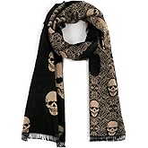 Landisun Women Scarf Men Scarf Skull Shawl Unisex Soft Long Elegant Classical Tassels