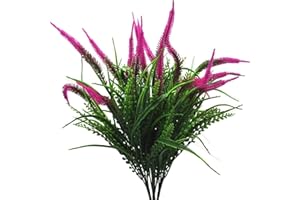 Bird Fiy Artificial Plants Flowers Fake Outdoor UV Resistant Plants Faux Plastic Greenery Shrubs Indoor Outside for Home Decor 4Pcs