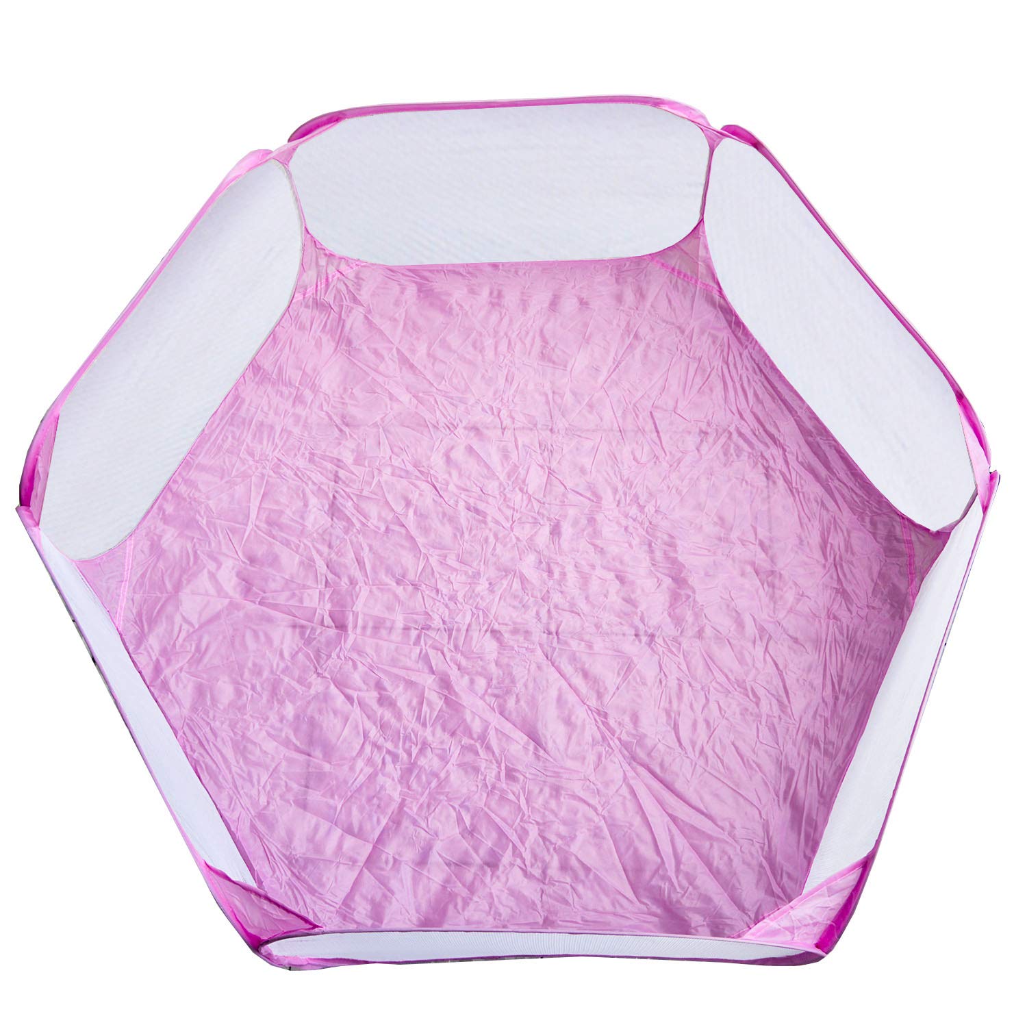 Portable Small Animal Playpen Breathable Pet Cage Tent Pop-Up Exercise Fence Transparent Yard Fences Folding Play Pen for Guinea Pig, Rabbits, Hamster, Chinchillas and Hedgehogs (Pinkwhite)