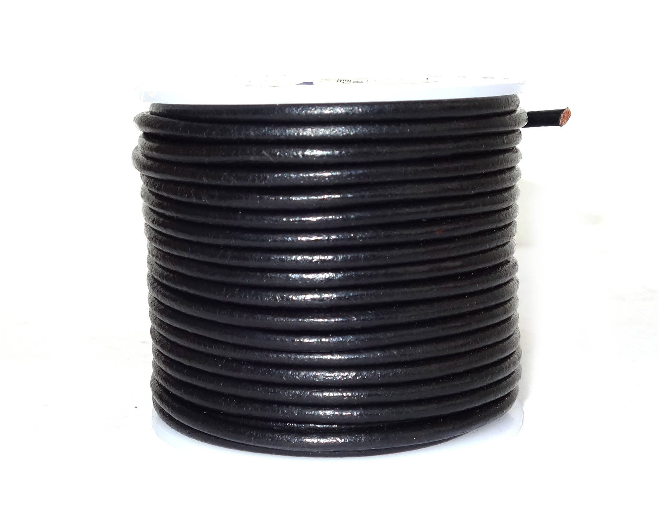 cords craft Round Leather Cord for Round Bracelet, Necklaces Plain Genuine Leather Cord 3.0MM 2 Black