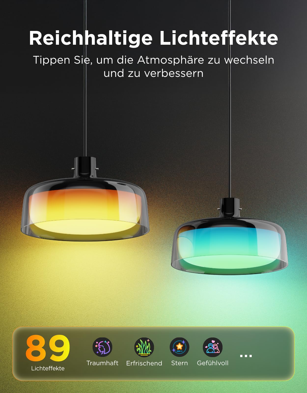 Govee Pendelleuchte, Smart RGBIC und Weißlicht-Hängelampe Esstisch, Drei Lichtringe Segmentierungskontrolle Pendant Light, Dimmable Esszimmerlampe Funktioniert mit Matter für Küche Esstisch 6