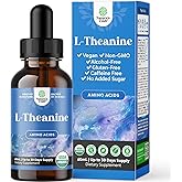 High Absorption Organic L-Theanine Liquid Drops - Nootropic Focus Supplement with L Theanine 200mg Per Serving and Chamomile Extract Supplement for Adults and Kids Relaxation and Focus - 2 Fl Oz