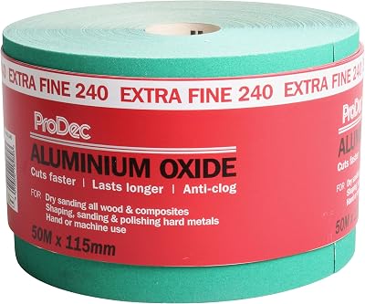 ProDec 50m Roll 240 Grit Green Aluminium Oxide Sandpaper 115mm