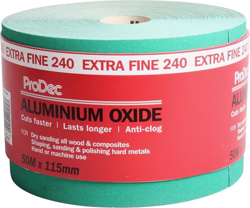 ProDec 50m Roll 240 Grit Green Aluminium Oxide Sandpaper 115mm