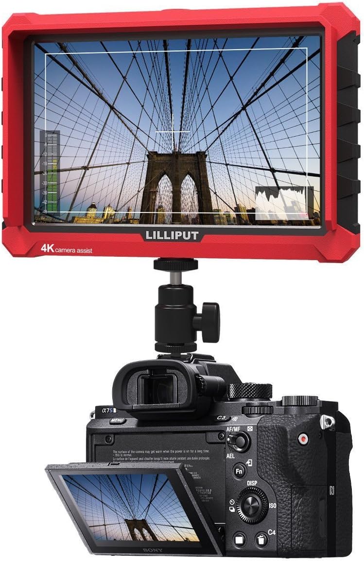 LILLIPUT A7S 7 Inch On Camera Field Monitor Supports 4K HDMI Input Loop Output 1920x1200 Native Resolution 1000:1 Contrast 500cd/m2 Brightness 170 Degree Wide Viewing Angle + CANON LP-E6 battery plate