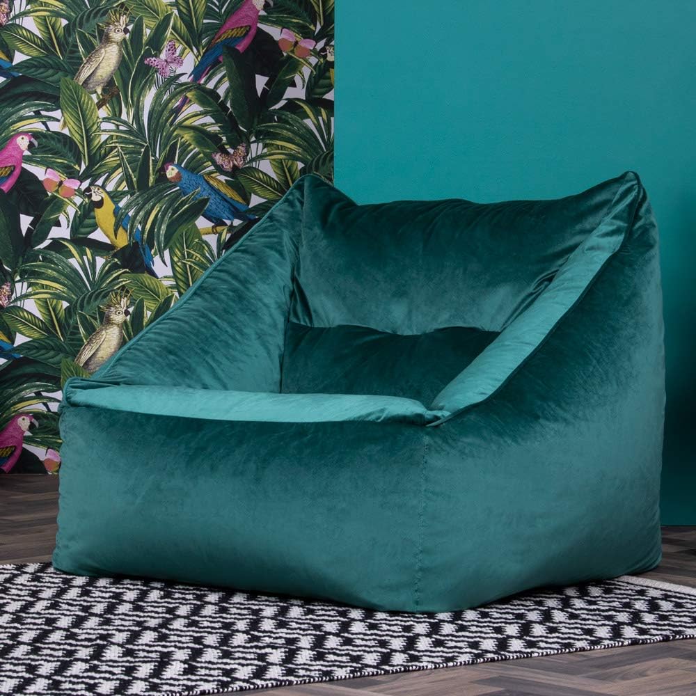 icon Natalia Velvet Bean Bag Chair, Teal Green, Large Adult Bean Bag with Filling Included, Accent Chair, Armchair - Image 4