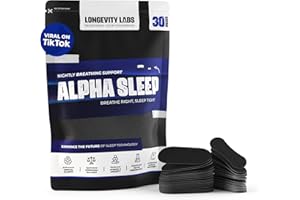 LONGEVITY LABS Alpha Sleep 2in1 Snoring Solution: Anti Snoring Devices - Comfortable, Hypoallergenic with Nasal Strips to Stop Snoring - Nasal Strips for Breathing, Men & Women (30 Nights)