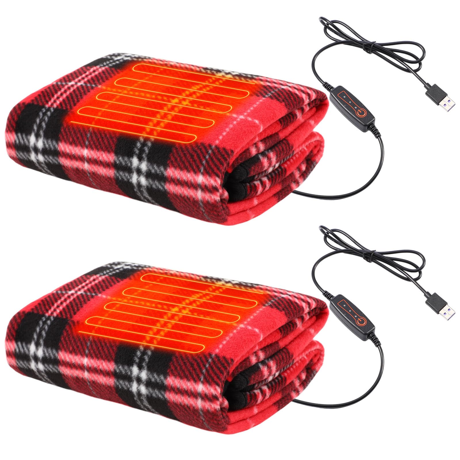 Photo 1 of Tuanse 2 Pcs Heated Electric Car Blanket 5v USB Powered Electric Blanket with Timer and Temperature Controller Portable Winter Heating Throw Blanket for Car Home Office or Camping