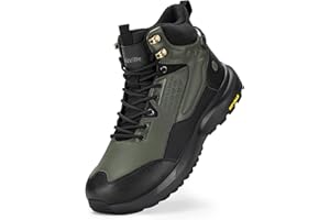 FitVille Wide Mens Boots All-Terrain Non-Slip Men's Hiking Boots Mid Height Outdoor Trekking Camping Shoes for Men, Durable U