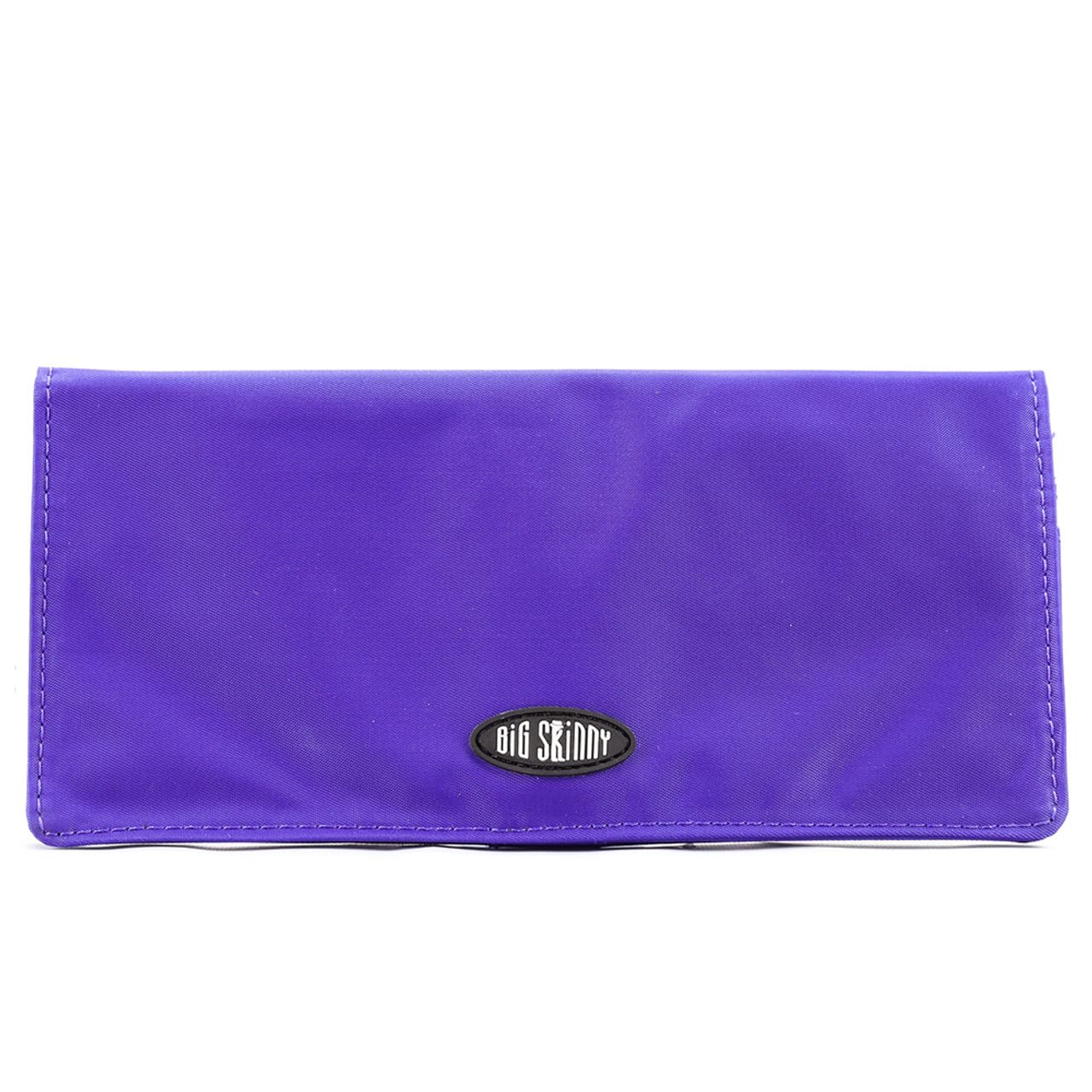Big Skinny Women's Leather Executive Bi-Fold Checkbook Slim Wallet, Holds Up to 40 Cards, Lightweight, Purple