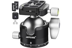 ARTCISE Low Profile Tripod Ball Head 56mm Ball CNC Aluminum Alloy Arca-Swiss Panorama Heavy Duty Tripod Head for DSLR Video Camera Monopods Tripod Camcorder Slider Max Loading 88lbs/40kg