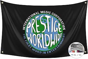 PROBSIN Prestige Worldwide Flag International Music Corporation 3x5 Feet Banner,Step Brothers Funny Poster Man Cave Wall Decor with Brass Grommets for College Dorm Room Decorations