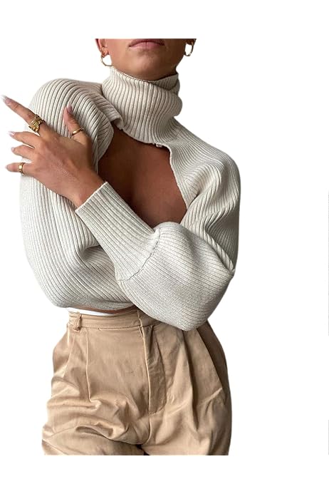 Puff Sleeve Knitted Sweater Arm Warmers 