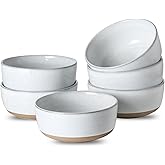 Tikooere Ceramic Soup Bowls Set of 6,30 Ounce Stoneware Cereal Bowl,Porcelain Nesting Bowls for Oatmeal,Popcorn,Soup,Pasta,Fruit,Housewarming Gift,Microwave & Dishwasher Safe,White