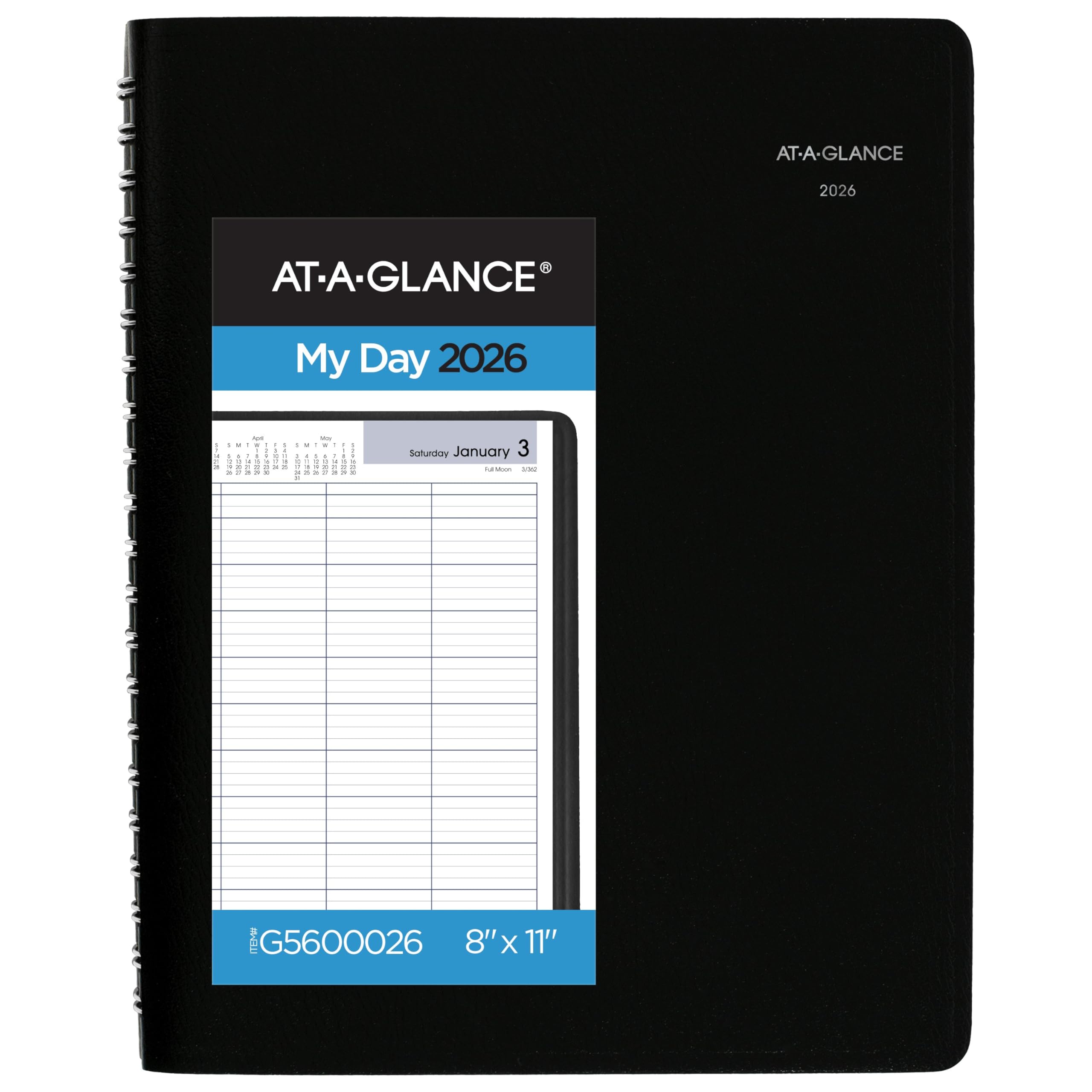 Photo 1 of AT-A-GLANCE 2026 Appointment Book Planner, Daily, Four Person Group Planner, 8" x 11", Large, Quarter-Hourly, DayMinder, Black (G5600026)