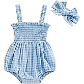 Tsseiatte Newborn Baby Girl Summer Bodysuit One Piece Ruffle Strap Romper Jumpsuit Cotton Blend Playsuit with Headband