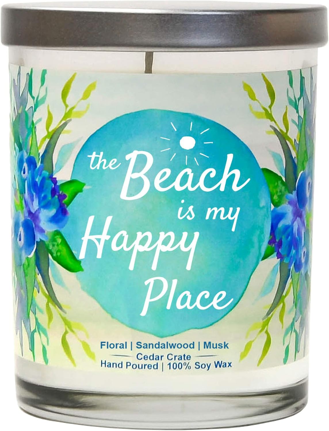 The Beach is My Happy Place - Beach Candle, Beach Themed Gifts for Women, Beach Themed Decor for Best Friends, BFF, Beach Lovers Candle, Beach House Candle for Lovers of The Ocean Sand, Sea or Lake.