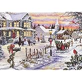 PETER PAUPER PRESS Village Sleigh Ride Deluxe Boxed Holiday Cards (20 cards, 21 self-sealing envelopes)