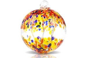 VOREEN 4" Hanging Glass Garden Gazing Ball Hand Blown Glass Witch Ball Christmas Ornament Friendship Balls for Outdoor Garden Patio Window Home Décor, Gift for Mom Wife Friend, Muticolor