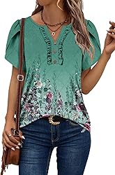 KISSMODA Women's Tunic Tops Casual V Neck Short