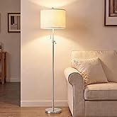 Qingmiao Brushed Nickel Floor Lamps for Living Room, 55"-67" Height Adjustable Modern Tall Lamp, 3-Way Dimmable Standing Lamp for Bedroom Office Reading Corner Home Decor, New House Warming Gifts