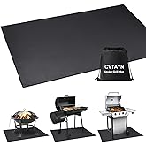 Cvtayn Large Under Grill Mat 60 ×40 Inch for Outdoor Charcoal, Smokers, Gas Grills, Deck and Patio Protective Mats, Fireproof Grill Pads, Indoor Fireplace Mat Prevents Ember Damage Wood Floor