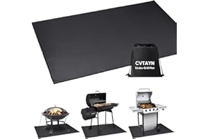CVTAYN Large Under Grill Mat 60 ×40 Inch for Outdoor Charcoal, Smokers, Gas Grills, Deck and Patio Protective Mats, Fireproof Grill Pads, Indoor Fireplace Mat Prevents Ember Damage Wood Floor