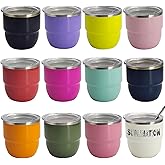 Dosao 4 oz Sublimation Mini Tumbler Shot Glass with Straw and Lid Multicolor Small Stainless Steel Espresso Cups for Coffee Set of 12