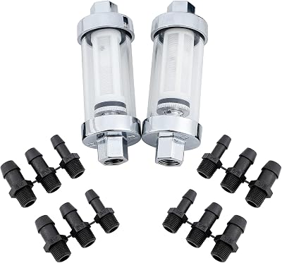 CarBole 2PCS Inline Fuel Filter 3/8 1/4 5/16 Hose Barb Chrome OE FFC1000