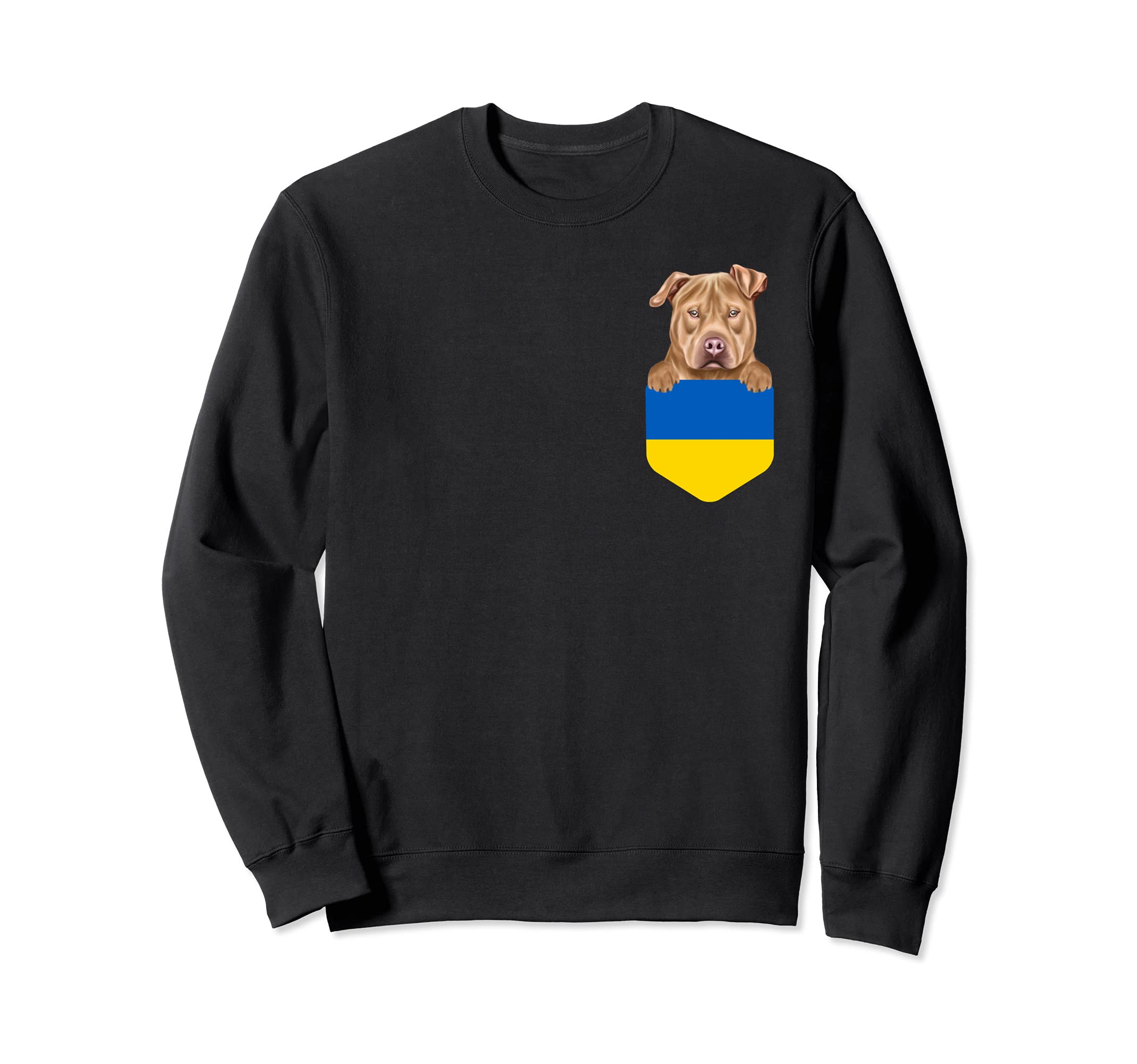 Ukraine Flag Usa Staffordshire Terrier Dog In Pocket Sweatshirt