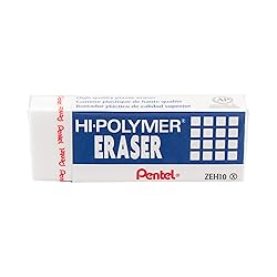 Pentel Hi-Polymer Block Eraser, White, 10/Box
