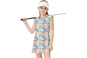Soneven Girls Sleeveless Tennis Dress Kids Ruffle Golf Dress School Sports Athletic Dresses Outfit with Shorts Pockets